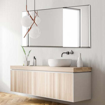 Ruomeng Rectangle Wall Mirror Frameless Bathroom Mirror 48” x 30" Beveled Edge Mirror for Vanity and Entryway - size: 48"L x 30"W