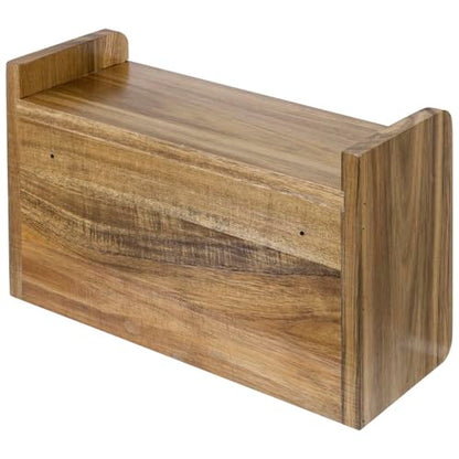 MyGift Acacia Wood Paper Towel Holder with Shelf, Wall Mounted Rack | Top shelf stores spices, oils, and kitchen essentials while the lower bar provides convenient roll access to save space - color: Premium Acacia Wood