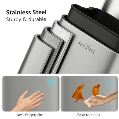 mVm 13 Gal Kitchen Trash Can Set, 8+5.3 Gallon Tall Trash Can with Lid, Smooth Edge Garbage Bin for Home Office (Tin) - color: Tin, size: 13Gal