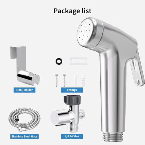 Handheld Bidet Sprayer for Toilet, Bidet Sprayer Kit with Stainless Steel Hose for Feminine Wash, Adjustable Water Pressure Handheld Sprayer for Cloth Diaper Wash (Brushed Nickel) - style: Brushed Nickel