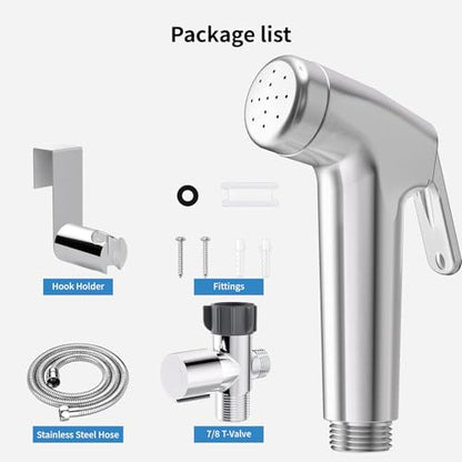 Handheld Bidet Sprayer for Toilet, Bidet Sprayer Kit with Stainless Steel Hose for Feminine Wash, Adjustable Water Pressure Handheld Sprayer for Cloth Diaper Wash (Brushed Nickel) - style: Brushed Nickel