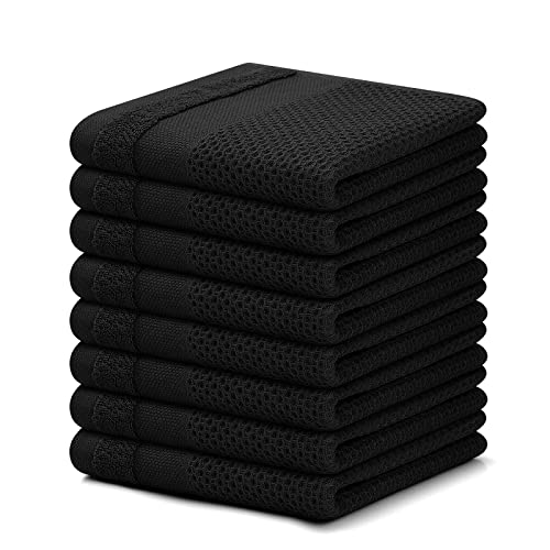 Homaxy 100% Cotton Dish Cloths, 8 Pack - 12 x 12 Inches, Black | Waffle Weave Super Soft and Absorbent Dish Towels Quick Drying Dishcloths, 12 x 12 Inches - color: Black, size: 12 X 12 - 8 Pack