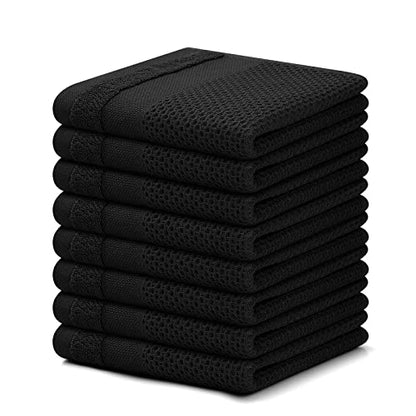 Homaxy 100% Cotton Dish Cloths, 8 Pack - 12 x 12 Inches, Black | Waffle Weave Super Soft and Absorbent Dish Towels Quick Drying Dishcloths, 12 x 12 Inches - color: Black, size: 12 X 12 - 8 Pack