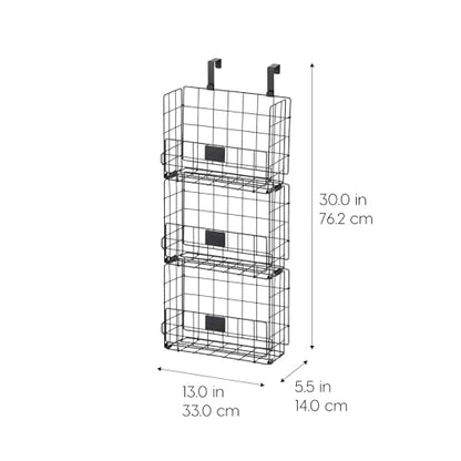 IRIS USA Over The Door Organizer, 3 Pack, Hanging or Wall Mount Wire Basket | Spice Rack Bathroom Cabinet Closet Laundry Pantry Door Organizer, Wall Baskets, Durable Easy Assembly - style: Hanging Basket - 3 Pack