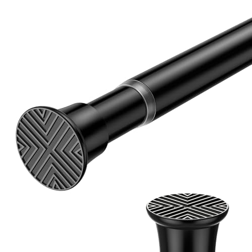Spring Tension Curtain Rod 16-37 Inch Black Shower Curtain Rod 1pcs | Adjustable Curtain Rods No Dilling Spring Curtain Tension Rod Extendable Tension Rods for Windows Bathroom Doorway Kitchen - color: black, size: 16-37 inch-1pc