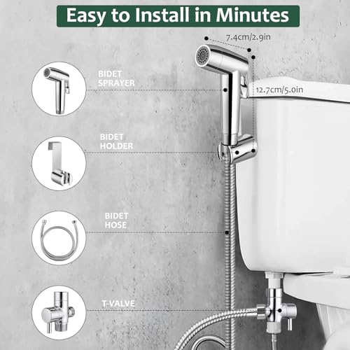 Bidet Sprayer for Toilet Handheld Bidet Sprayer Set Toilet Faucet Sprayer | Shower Shattaf Toilet Attachment Two Spray Mode with Hose Easy to Install for Feminine, Baby Cloth, Diaper, Pet or Car