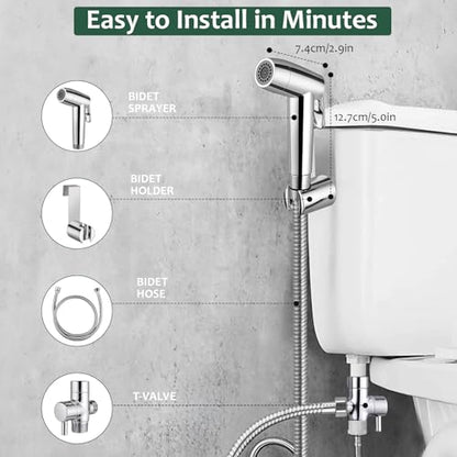 Bidet Sprayer for Toilet Handheld Bidet Sprayer Set Toilet Faucet Sprayer | Shower Shattaf Toilet Attachment Two Spray Mode with Hose Easy to Install for Feminine, Baby Cloth, Diaper, Pet or Car