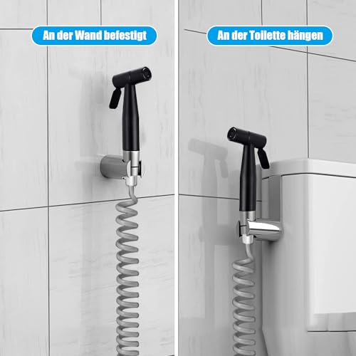 Handheld Bidet Sprayer for Toilet, Stainless Steel Bidet Head for Cloth Diaper, Pet Shower, Personal Hygiene Cleaning, G1/2 Hose Connectors (Black) - color: Black Sprayer Head