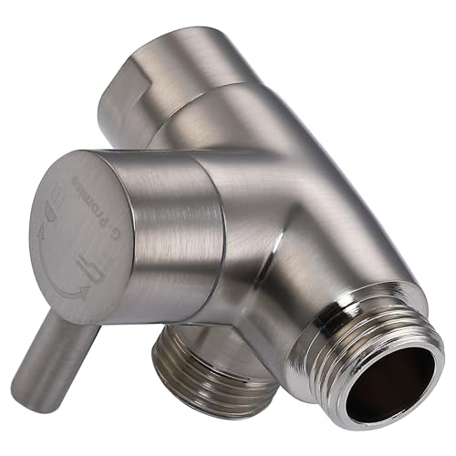 G-Promise Solid Metal 3-Way Shower Diverter Valve (Brushed Nickel) | Smooth Knob Switch, Spray Separately or Both, Anti-Leak, Easy to Install, Standard Connections, Universal Replacement Part - color: Brushed Nickel