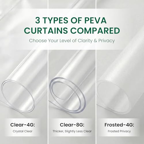 Bowery Home, NOT Made in China, Eco-Friendly Recycled PEVA Shower Curtain Liner – Waterproof, Sustainable, Non-Toxic, Odorless with Rust-Proof Grommets - 72x72in, 4G – Frosted - color: 4g / Frosted