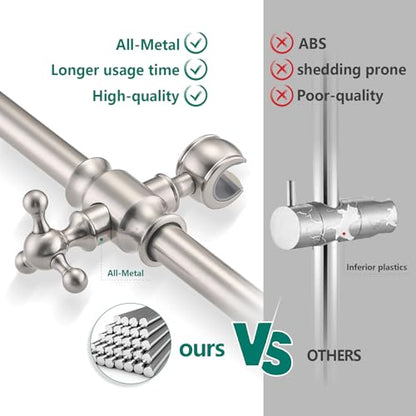 Handheld Shower Head with Slide Bar Combo, 6 Settings Handheld Shower with ON/OFF Pause Switch, Adjustable Height 27.5" Long Slide Bar, Wall Supply Elbow and 6.6ft Shower Hose, Brushed Nickel - color: Brushed Nickel