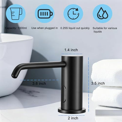 Automatic Soap Dispenser Touchless Infrared Sensor Electric Soap Dispenser | Built In Sink Liquid Dispenser Suitable For Home And Commercial Daily Use Equipped With Bottle and Pump 33.81oz/1000ml, Black - color: Liquid-black