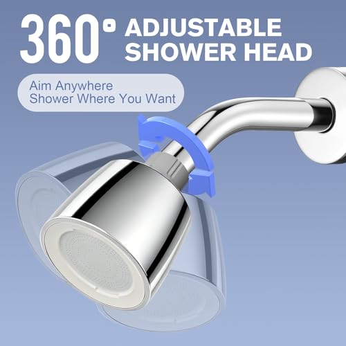 High Pressure Fixed Showerhead with Patented Dual-Sided Flip Reverse Flush, Flip Faceplate to Clear Clogs or Switch Modes, Anti-Leak, Adjustable Swivel Joint, 4 Modes Total, Chrome