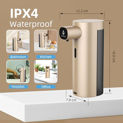Automatic Liquid Soap Dispenser Touchless, USB Rechargeable Smart Hand Soap Dispenser, 13.5oz/400ml, 3-Level Adjustable, Compatible with Thick Thin Dish Soap for Bathroom Kitchen, Clog-Free (Gold) - color: Gold