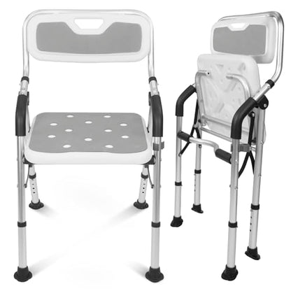 Vive Shower Chair for Elderly and Disabled - Folding Seat with Arms and Back - Foldable Bathroom Chairs for Sitting, Inside Shower - Portable for Travel - Fold Down, Collapsible, Compact & Comfortable | Foldable Bathroom Chairs for Sitting, Inside Shower
