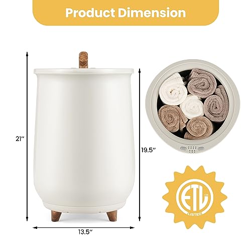 S AFSTAR 23L Towel Warmers for Bathroom - Large Luxury Towel Warmer Bucket with 3 Heat Modes, 4 Timer Settings, Fragrance Disc Holder, Auto Shut Off, Towel Heater for Blankets, Bathrobes (Light Grey) - color: Light Grey