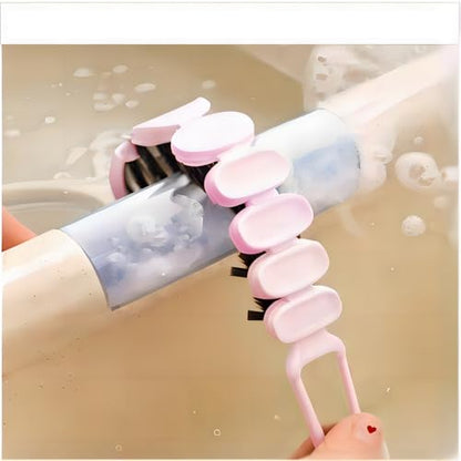 Crevice Cleaning Brush Set Grout Scrub Cleaning Tools 3 Pcs Black/Pink - color: Black&pink