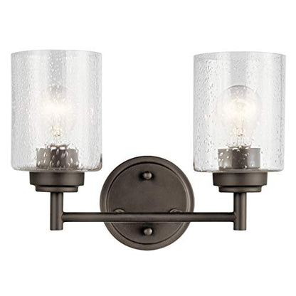 KICHLER Winslow 12.75" 2 Light Vanity Light with Clear Seeded Glass in Olde Bronze® - color: Old Bronze, size: 13"
