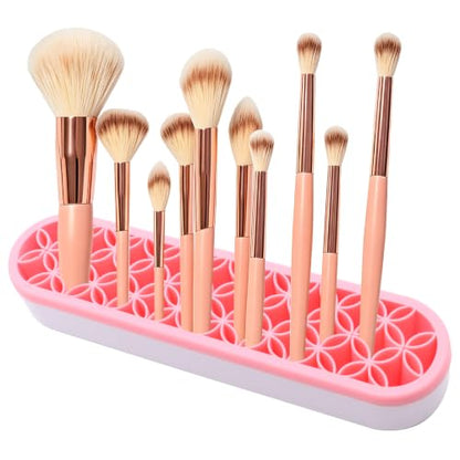 1Pcs Makeup Brushes Holder Silicone Make Up Brush Holder (Pink) - color: Pink