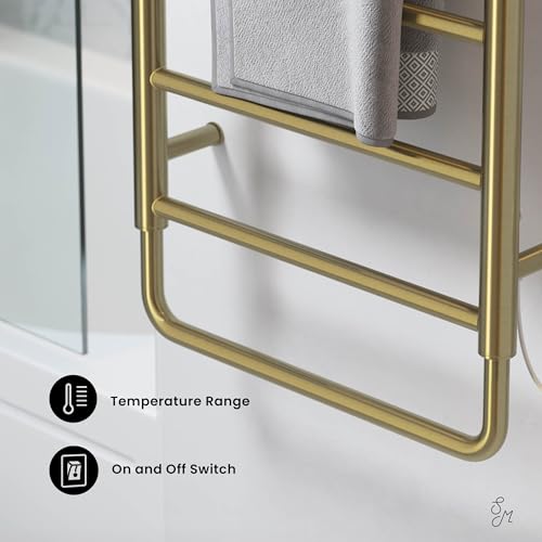 Swiss Madison Ivy 8-Bar Electric Towel Warmer Heated Towel Racks for Bathroom in Brushed Gold - color: Gold