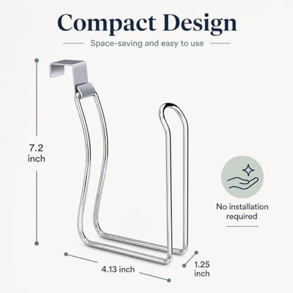 Over Tank Toilet Paper Holder, Silver Chrome Metal Hanging Bathroom Tissue Roll Dispenser with Extra Reserve Storage, Space Saving Back of Toilet Organizer for Small Bathroom RV Camper, Fits 1 Roll