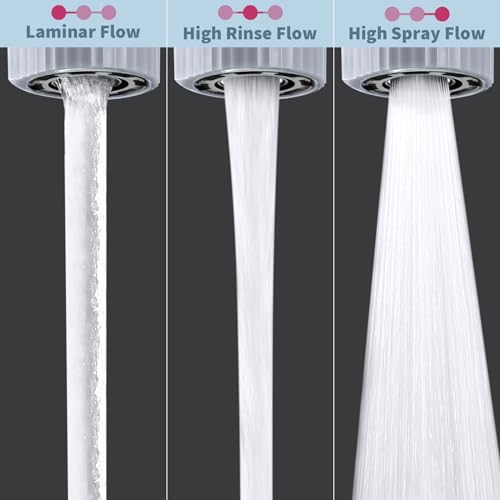 Rotating Faucet Aerator,360° Swivel Kitchen Faucet Nozzle Splash-Proof | 3-Flow Sprayer Female Kitchen Faucet Attachment,Faucet Attachment for Kitchen Sink,Faucet Aerator Sprayer Brushed Nickel - color: Brushed Nickel D