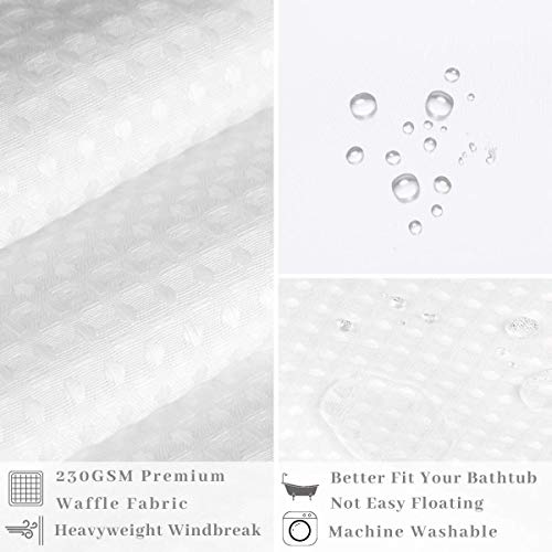 Hotel Grade Waffle Weave Fabric Hook Free Shower Curtain with Magnets Snap-in Liner - Heavy Duty Bath Curtain with See Through Top Machine Washable 71" W * 79“ L White - color: White, size: 71"W x 79"L (Pack of 1)