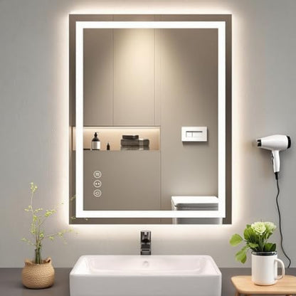 30"x36" LED Anti-Fog Memory Function Shower Mirror - Lighted Vanity Mirror with 3 Color Temperatures, Dimmable, Backlit + Front Lit, 3-Year Warranty