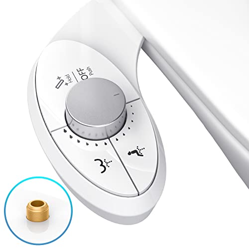 Ultra-Slim Bidet Attachment for Toilet - Effortless Non-Electric Self-Cleaning Dual Retractable Nozzles Bidets Toilet Seat, Adjustable Water Pressure Fresh Water Sprayer Baday