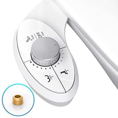 Ultra-Slim Bidet Attachment for Toilet - Effortless Non-Electric Self-Cleaning Dual Retractable Nozzles Bidets Toilet Seat, Adjustable Water Pressure Fresh Water Sprayer Baday