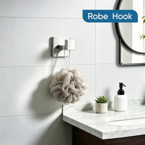 Brushed Nickel Towel Bar, SUS304 Stainless Steel Bathroom Hardware Set, Towel Racks for Bathroom Wall Mounted 16-Inches - color: Brushed Nickel（5 Piece）, size: 16 inches