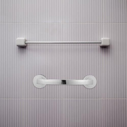 Zerodeko Suction Grab Bars for Shower 12 Inch Chrome Suction Shower Handles for Elderly Bathroom Safety Handrail Wall-Mounted Silver Grab Bar for Glass Doors