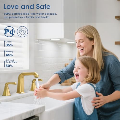 Gold Bathroom Faucet,Bathroom Sink Faucet,Brushed Gold Bathroom Faucet 3 Hole, with Pop Up Drain and CUPC Supply Lines for Vanity,Lavatory RV Farmhouse (HG-8904-BG) - color: B-Brushed Gold