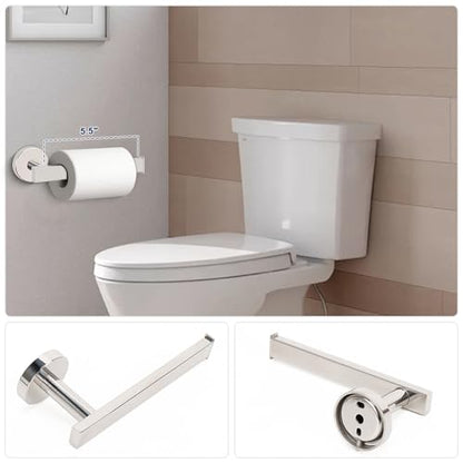 NearMoon 5 Pieces Bathroom Hardware Set 304 Stainless Steel, Square Towel Rack Kit - 24" Towel Rod + Towel Ring + Toilet Paper Holder + 2 Robe Hooks, Wall Mounted Bath Accessories (Chrome Finish) - color: Chrome Finish