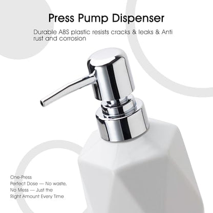 Soap Dispenser, 13.5oz Ceramic Soap Dispenser Bathroom for Kitchen & Bathroom (White) - color: White