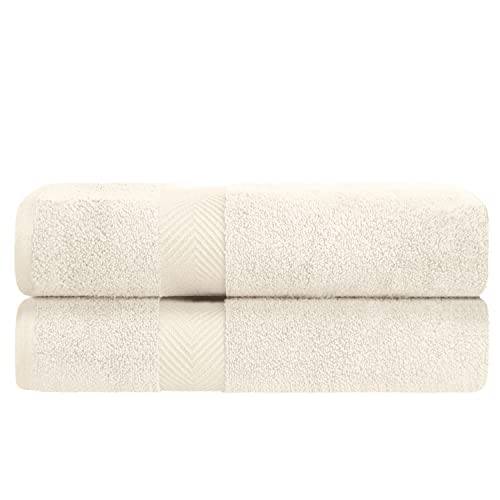 Zero-Twist Towel Collection, Luxurious Cotton Oversized Bath Sheet Towel, 34" x 68", 2-Pieces, Absorbent and Fast-Drying, Solid, Ivory - color: Ivory, size: Bath Sheet 2-Pack