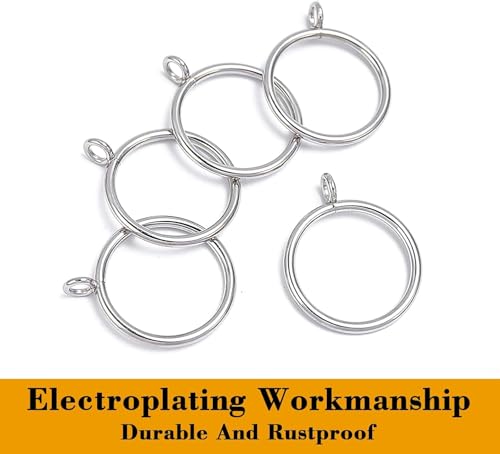 42 PCS Curtain Rings, 1.5 Inch Metal Curtain Drape Sliding Eyelet Rings-Hanging Rings for Curtains and Rods, Fits Up to 1 1/4-Inch Rod, Silver(Clips Not Included) - color: Silver