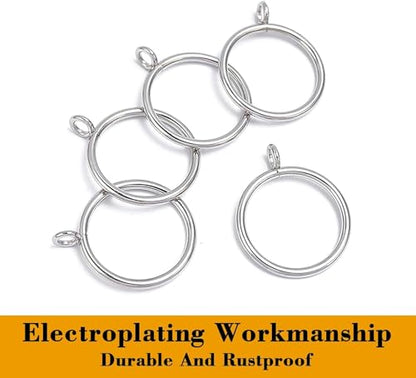 42 PCS Curtain Rings, 1.5 Inch Metal Curtain Drape Sliding Eyelet Rings-Hanging Rings for Curtains and Rods, Fits Up to 1 1/4-Inch Rod, Silver(Clips Not Included) - color: Silver