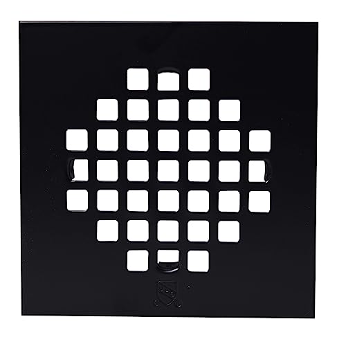 Westbrass D206PS-62 4-1/4" Square Grate Shower Drain Cover with 2" SCH 40 PVC Drain Pipe, Matte Black - color: Matte Black