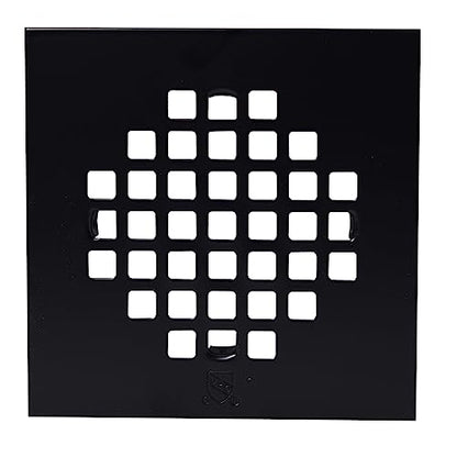 Westbrass D206PS-62 4-1/4" Square Grate Shower Drain Cover with 2" SCH 40 PVC Drain Pipe, Matte Black - color: Matte Black
