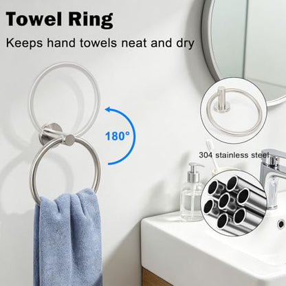 Livabber 5-Piece Bath Hardware Set, 24 Inch SUS304 Stainless Steel Towel Bar Set, Heavy Duty Wall Mounted Towel Racks for Bathroom Accessories Kit (Brushed Nickel) - color: Brushed Nickel