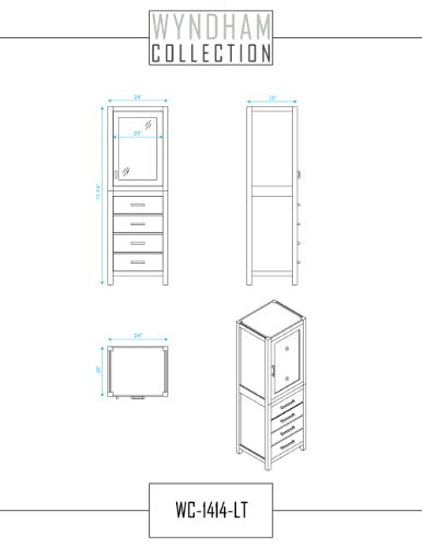 Wyndham Collection Sheffield 24 inch Linen Tower in White with Shelved Cabinet Storage and 4 Drawers - color: White With Brushed Chrome Trim
