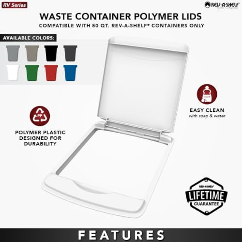 Rev-A-Shelf 50 Qt Under Sink Garbage Can Lid for Base Kitchen and Bathroom Cabinet, Replacement Plastic Trash Bin Lid Only, White, RV-50-LID-1 - color: White, size: 50 QT