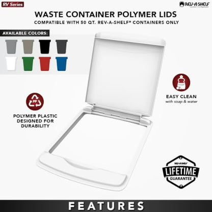 Rev-A-Shelf 50 Qt Under Sink Garbage Can Lid for Base Kitchen and Bathroom Cabinet, Replacement Plastic Trash Bin Lid Only, White, RV-50-LID-1 - color: White, size: 50 QT