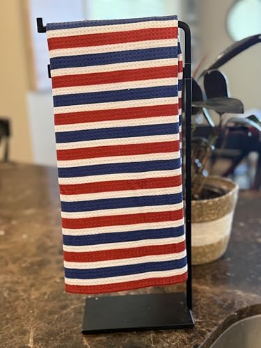 Kitchen Towels, Dish Towels for Kitchen, 2 Pc Kitchen Towel Set | Microfiber Waffle Towels, 16 x 26 inches, with Hanging Loops, Reusable Tea Towels, Cute Kitchen Towels - 2 Pack - color: Red/White/Blue