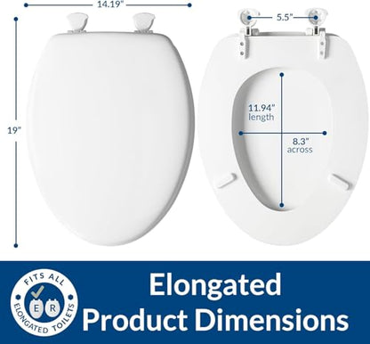 Mayfair Athens Toilet Seat, Easy Clean Hinges and Durable Wood Seat, Elongated, White - size: Elongated