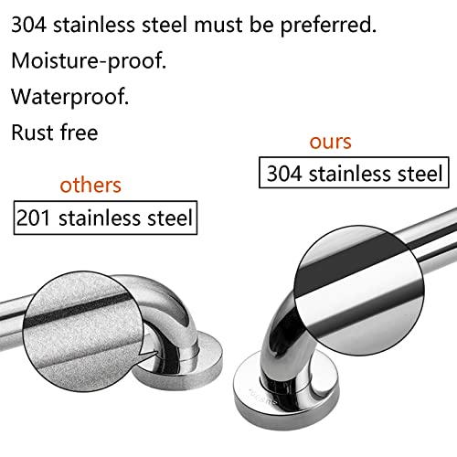 Rockgoya Shower Grab Bar, 2 Pack 24 Inch Bathroom Grab Bar, 304 Stainless Steel 1.25" Diameter Anti-Slip Handicap Grab Bar Support Shower Rail Senior Handrail Shower Safety Bar Handle - size: 24 Inch