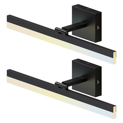 ZAGO 24 Inch Bathroom Vanity Light Fixtures Over Mirror - LED Modern Rotational Wall Mounted Adjustable Hardwired Picture Lighting Bar with 5CCT Switchable, ETL & Damp Rated, Black, 2-Pack - style: Adjustable-Black