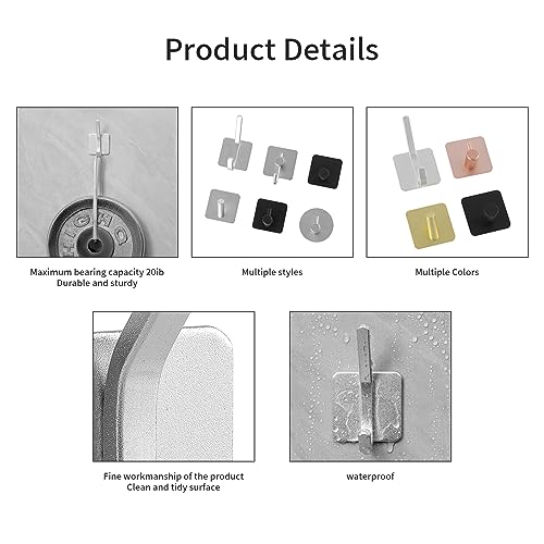 Paoli Heavy Duty Adhesive Wall Hooks, 30 lb Max Load Waterproof Hooks for Bathroom Towels Coats Bags, No Drill Damage-Free for Renters Apartment Dorm, Matte Black, 4 Pack - color: Black