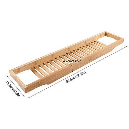 Premium Bamboo Bathtub Tray Caddy - Wood Bath Tray Expandable with Book, Wine Holder Idea for Loved Ones